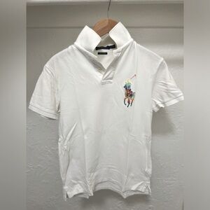Polo Ralph Lauren Big Pony slim fit mesh short sleeve polo shirt, pristine white